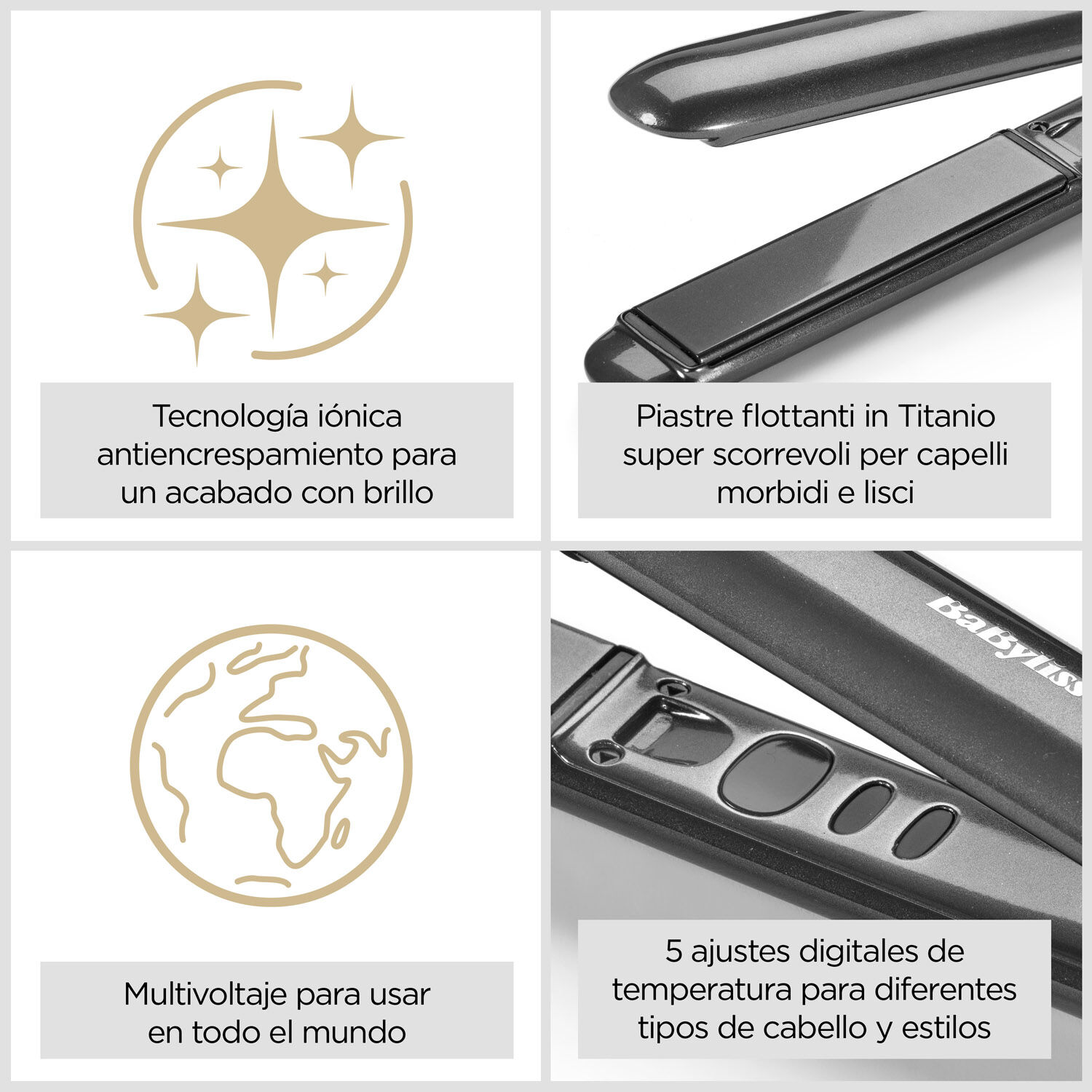 Plancha de pelo Titanium Shine &ndash; Plancha profesional para un alisado perfecto y brillante